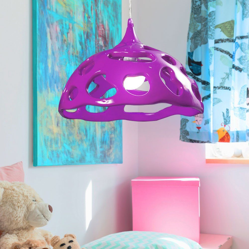 EGLO Deckenleuchte, Leuchtmittel nicht inklusive, Pendellampe Pendelleuchte Küchenlampe Designlampe lila H 110 cm | Deckenlampen