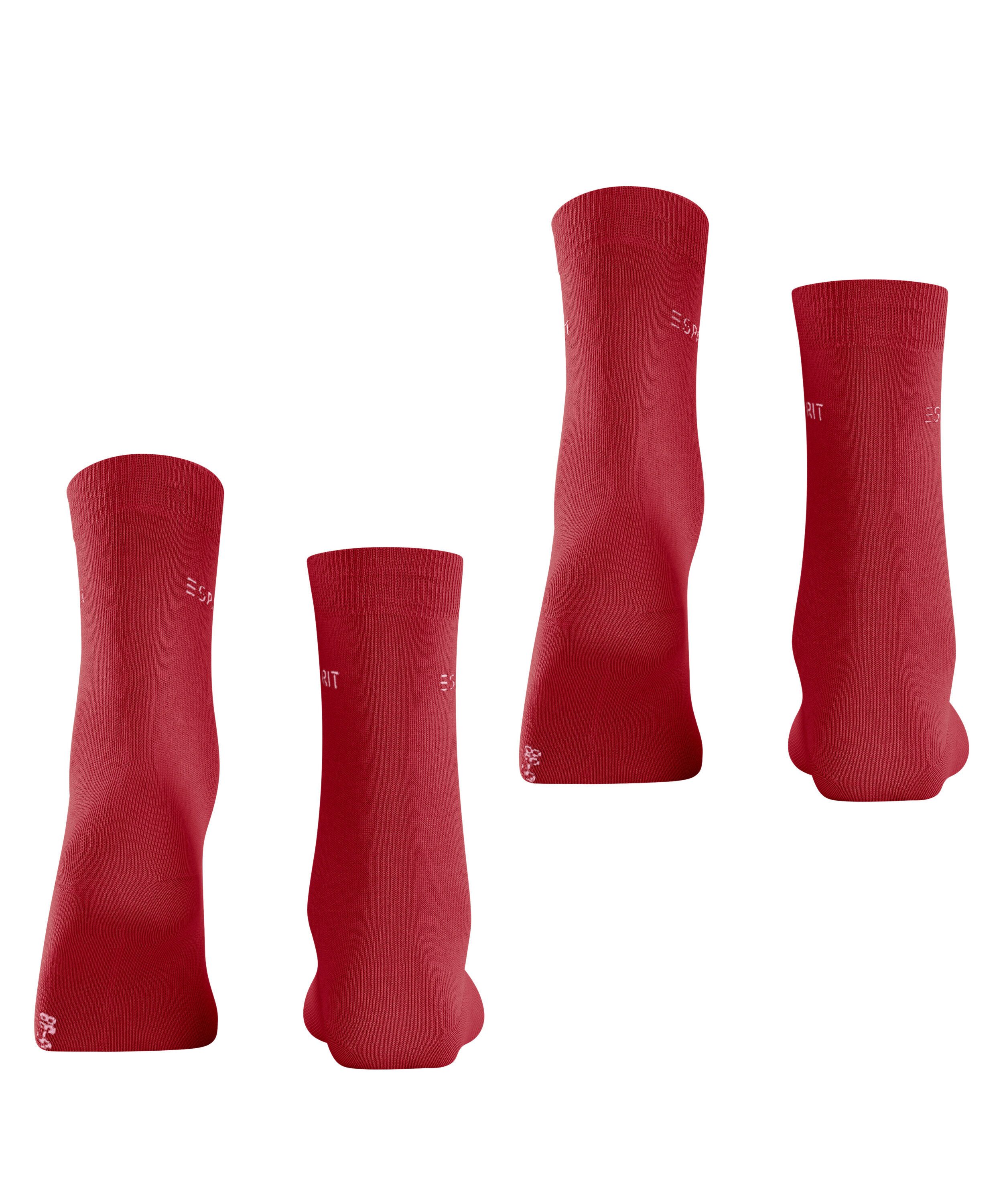 Esprit Socken Uni (2-Paar, 2er Pack) aus elastischem Material, atmungsaktiv
