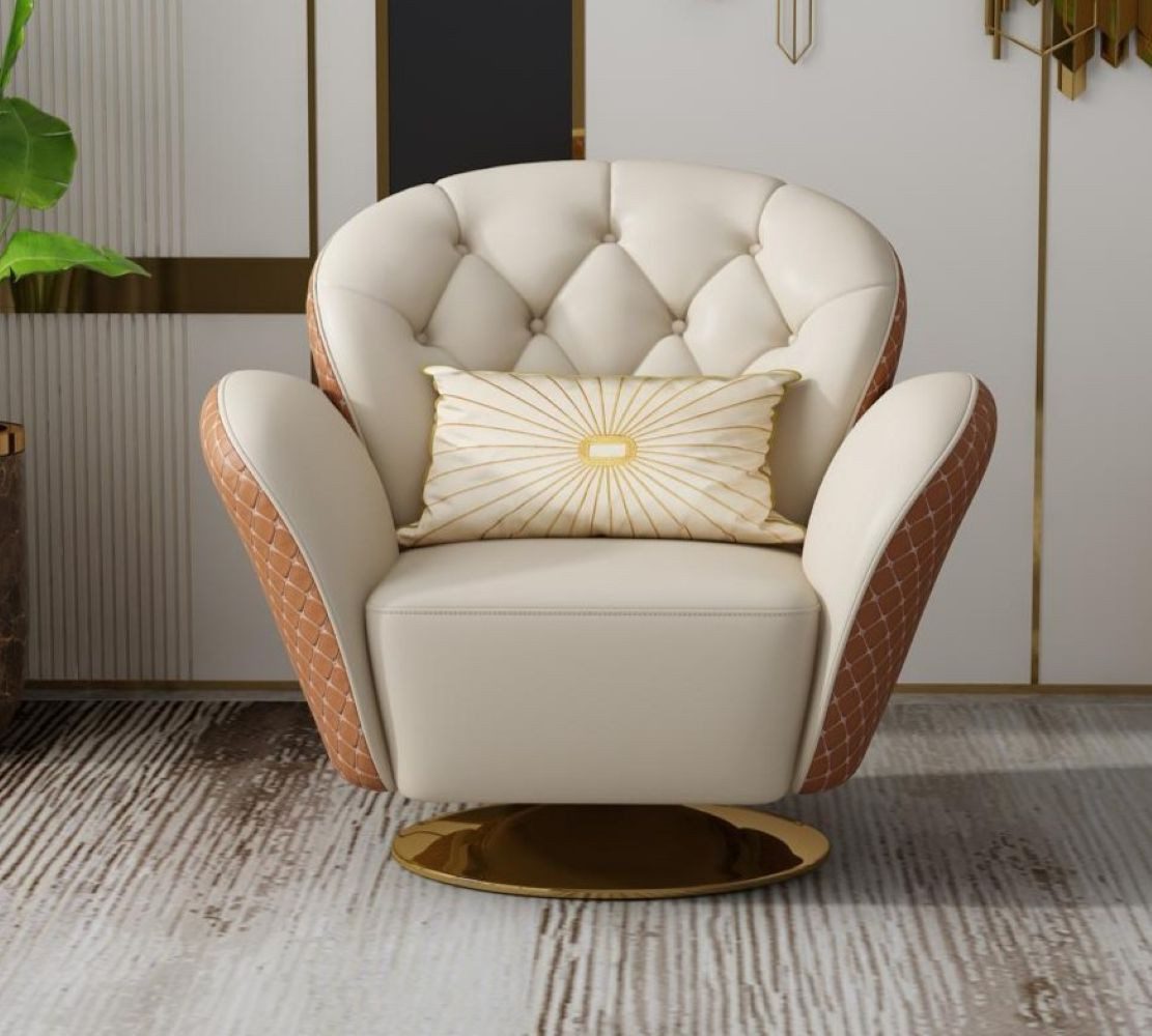 Xlmoebel Loungesessel Gepolsterter Ledersessel mit 360° Drehfunktion (Sessel), Hergestellt in Europa