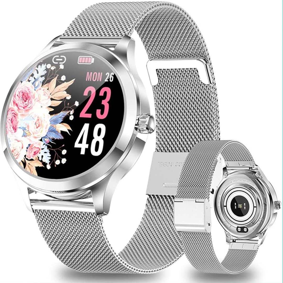 BEARSU IP68 Wasserdicht Fitness Tracker Smart Watch Damen Smartwatch mit  Weibliches Zyklusmanagement Pulsuhr Blutdruckmessgerät, Schlafmonitor Damen  Armbanduhr für Android iOS