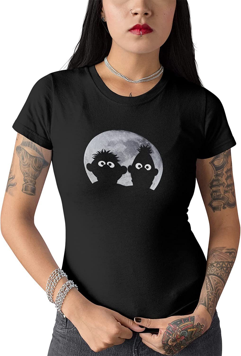 Sesamstrasse TShirt Ernie and Bert Moonnight, figurbetont geschnitten, runder Halsausschnitt