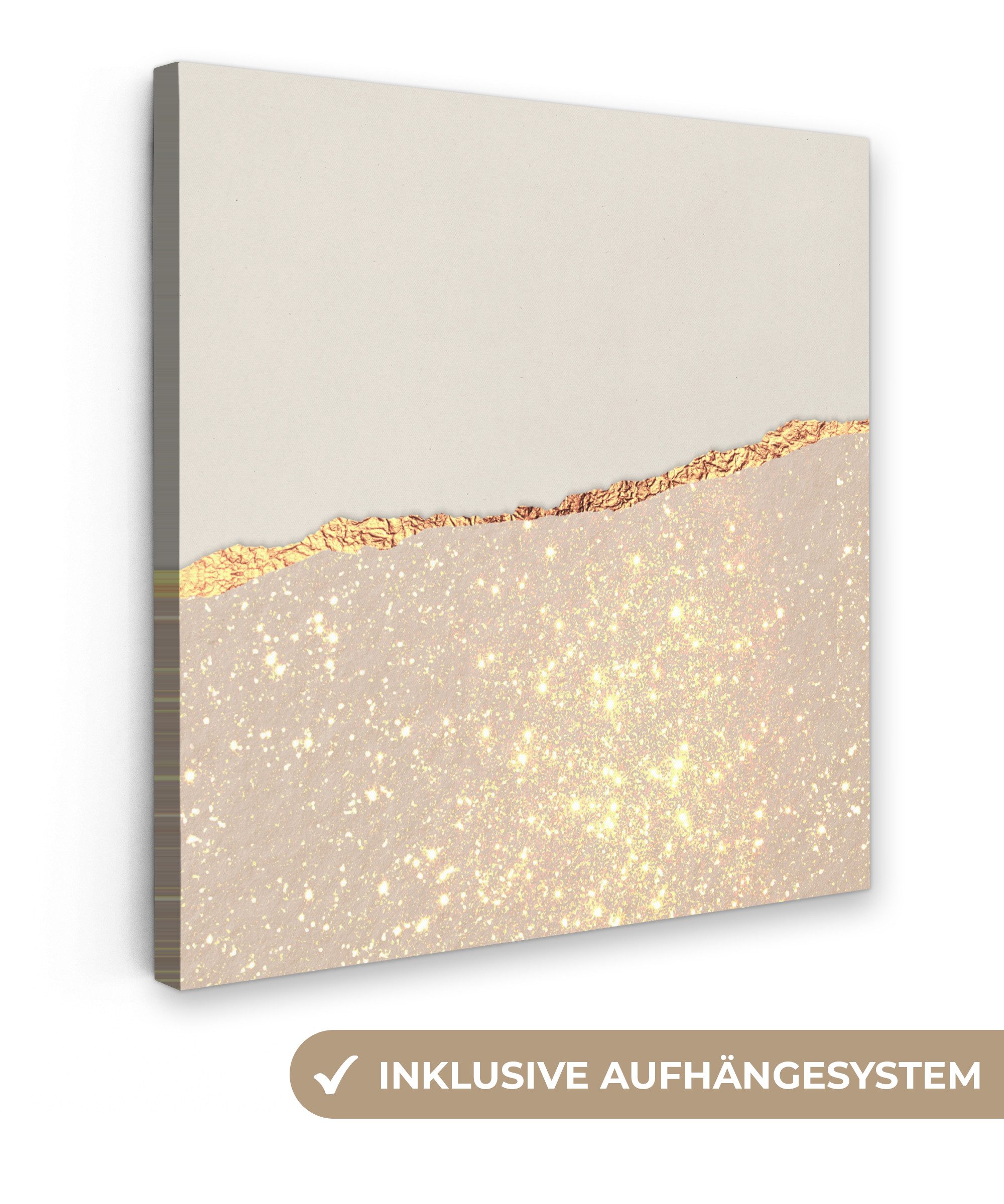 OneMillionCanvasses® Leinwandbild Gold - Rosa - Glitzer - Schick - Design, Fotodruck (1 St), Wandbild, Deko Schlafzimmer Wohnzimmer Flur 20x20 cm