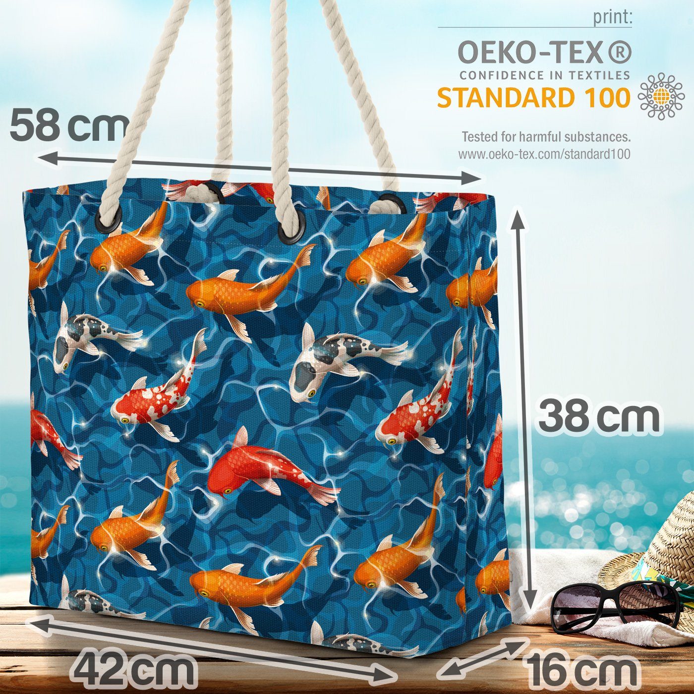 fisch VOID kunst Karpfen (1-tlg), karpfen Fische Fluß Koi Teich orientali asiatisch Strandtasche