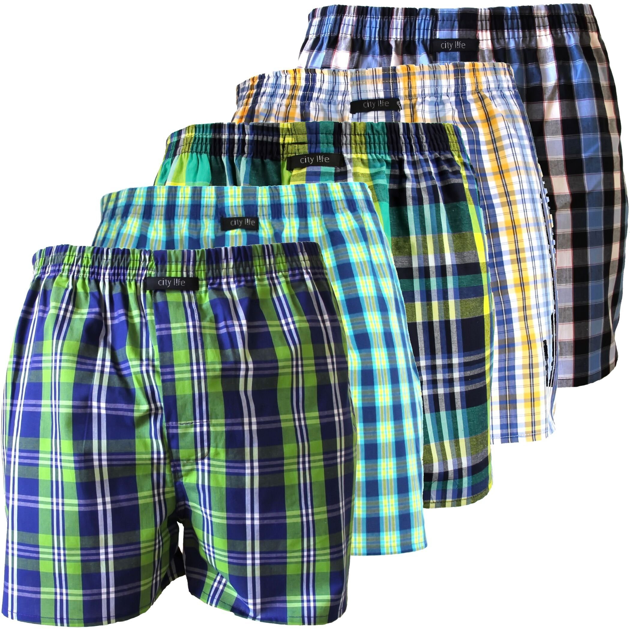 City Life Boxershorts 5er Pack City Life desortierte Webboxer Short Herren günstig online kaufen