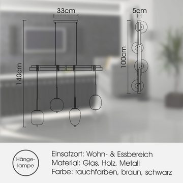 bmf-versand Hängeleuchte Hängelampe Esszimmer Hängeleuchte Wohnzimmer Rauchglas Pendellampe