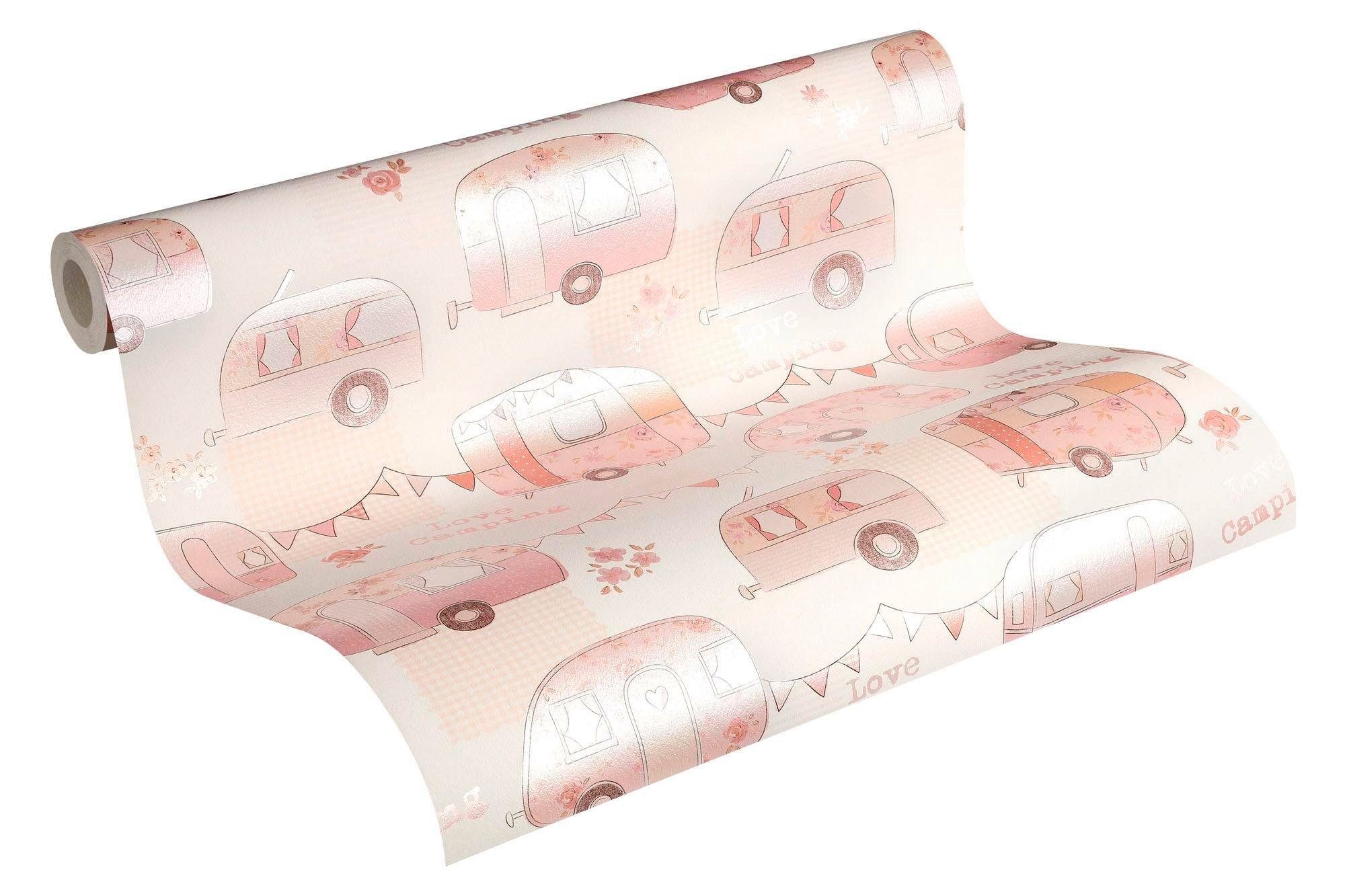 & Girls, A.S. living Papiertapete walls metallic/rosa Boys Tapete Création Metallic Kinderzimmer