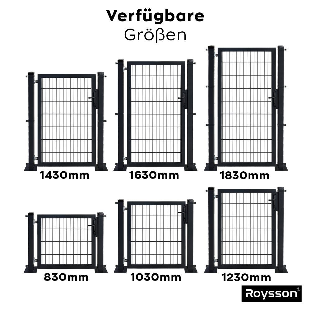 Roysson Gartentor Gartentür Zauntor Inkl. Bodenplatten Schloss