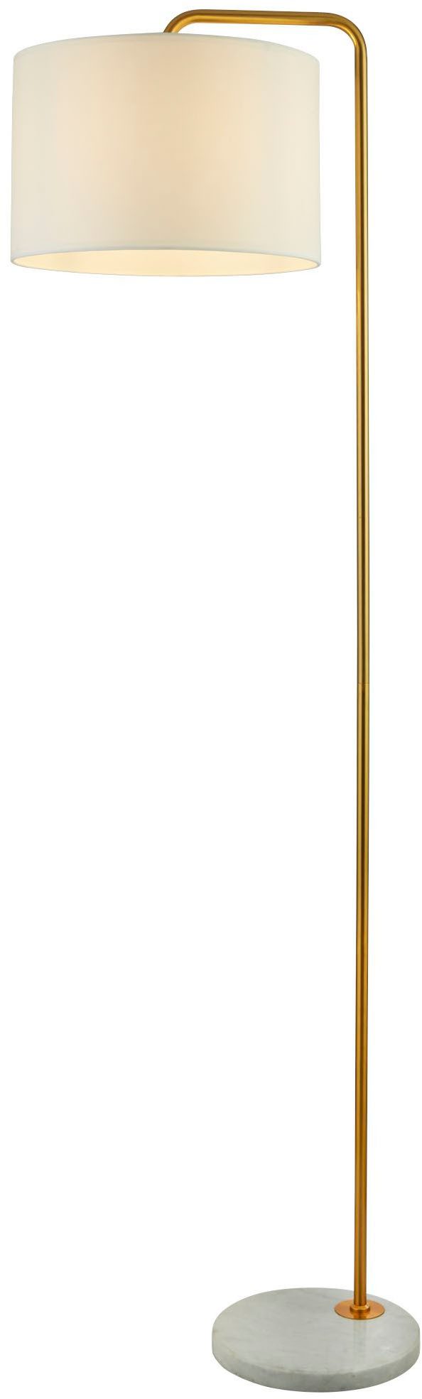 Searchlight Stehlampe Gallow Floor Lamp - Antique Gold, Marble Base & White Shade, Leuchtmittel wechselbar