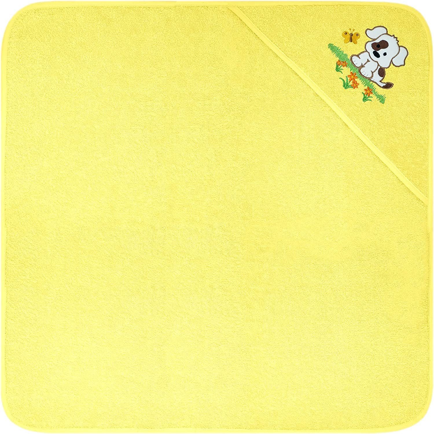 mit Babyhandtuch gelb Lashuma Hund (1-St), cm Kapuzenhandtuch, Kapuze Frottee 75x75