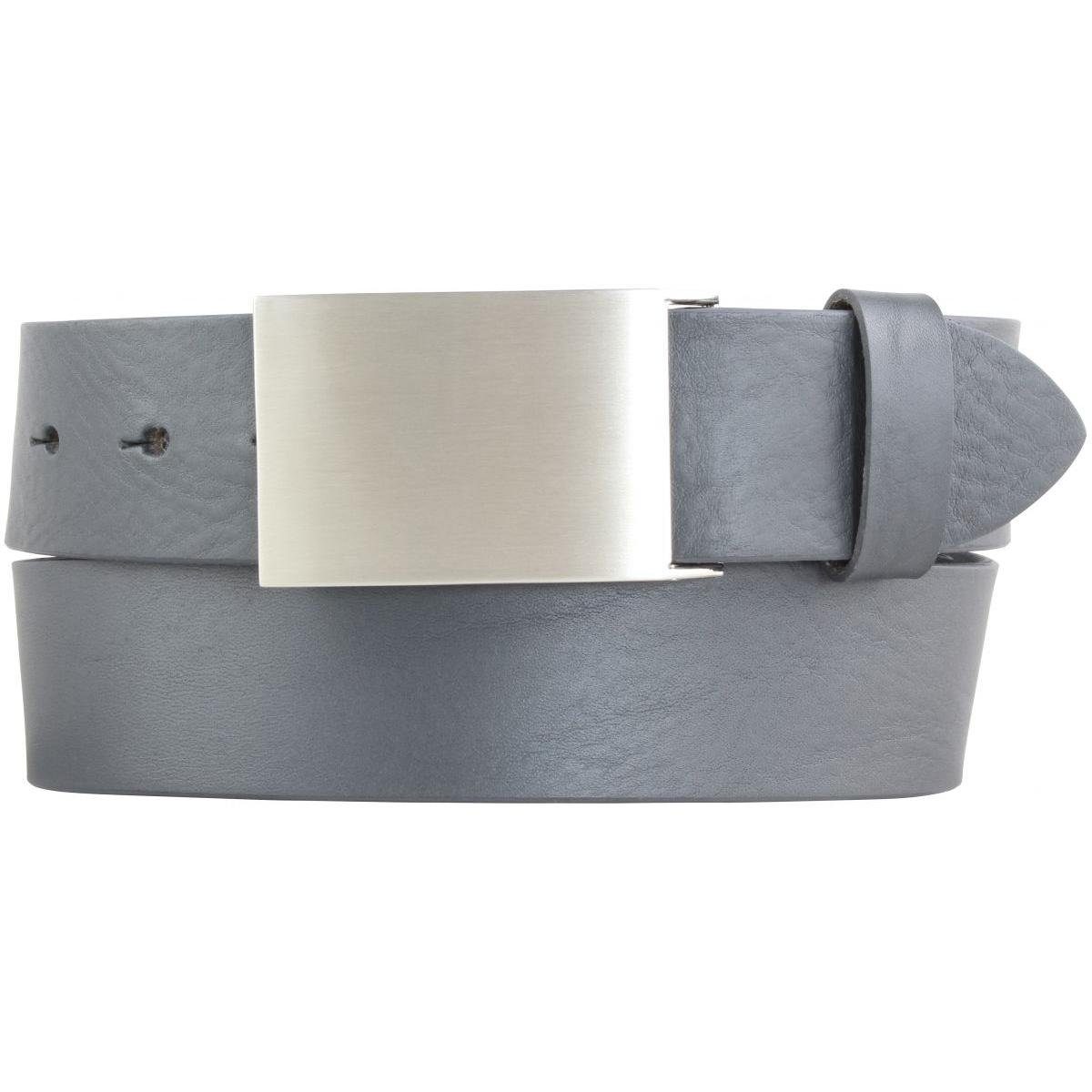 BELTINGER Ledergürtel Gürtel aus Vollrindleder 4,0 cm - Jeans-Gürtel für Herren 40mm - Jeans Dunkelgrau, Silber