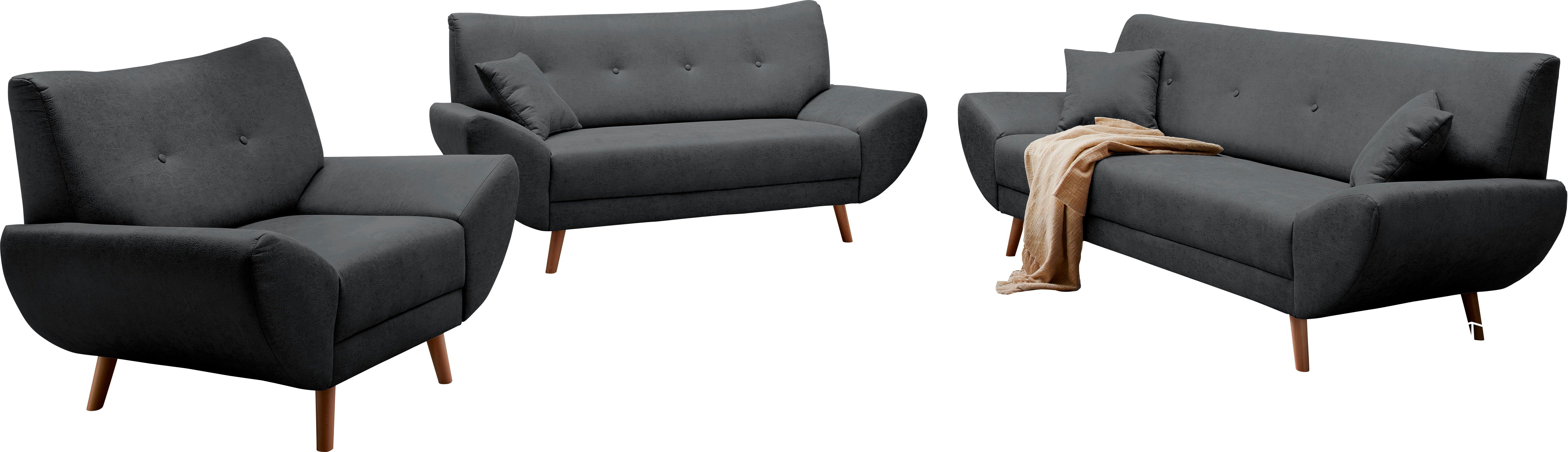 Home affaire Polstergarnitur Basta, (3-tlg), Komfortable Wellenunterfederung. Reduzierter Preis € 1.649,99. Unverbindliche Preisempfehlung € 2.169,00