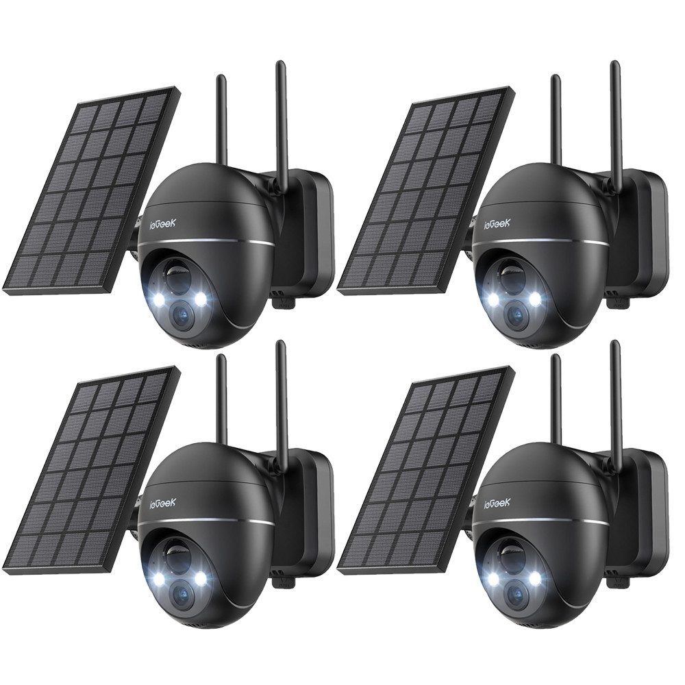 TWUFY Überwachungskamera ieGeek 2K 5MP PTZ WLAN Kamera Überwachung Außen mit Solarpanel (Outdoor, Außenbereich, Aussen, außen/innen, Überwachungskamera Aussen Akku Solar, 4-tlg., PIR Bewegungsmelder 2,4GHz WiFi Farbnachtsicht Zwei-Wege-Audio, solar Kamera Überwachung außen Mit der Familie teilen)