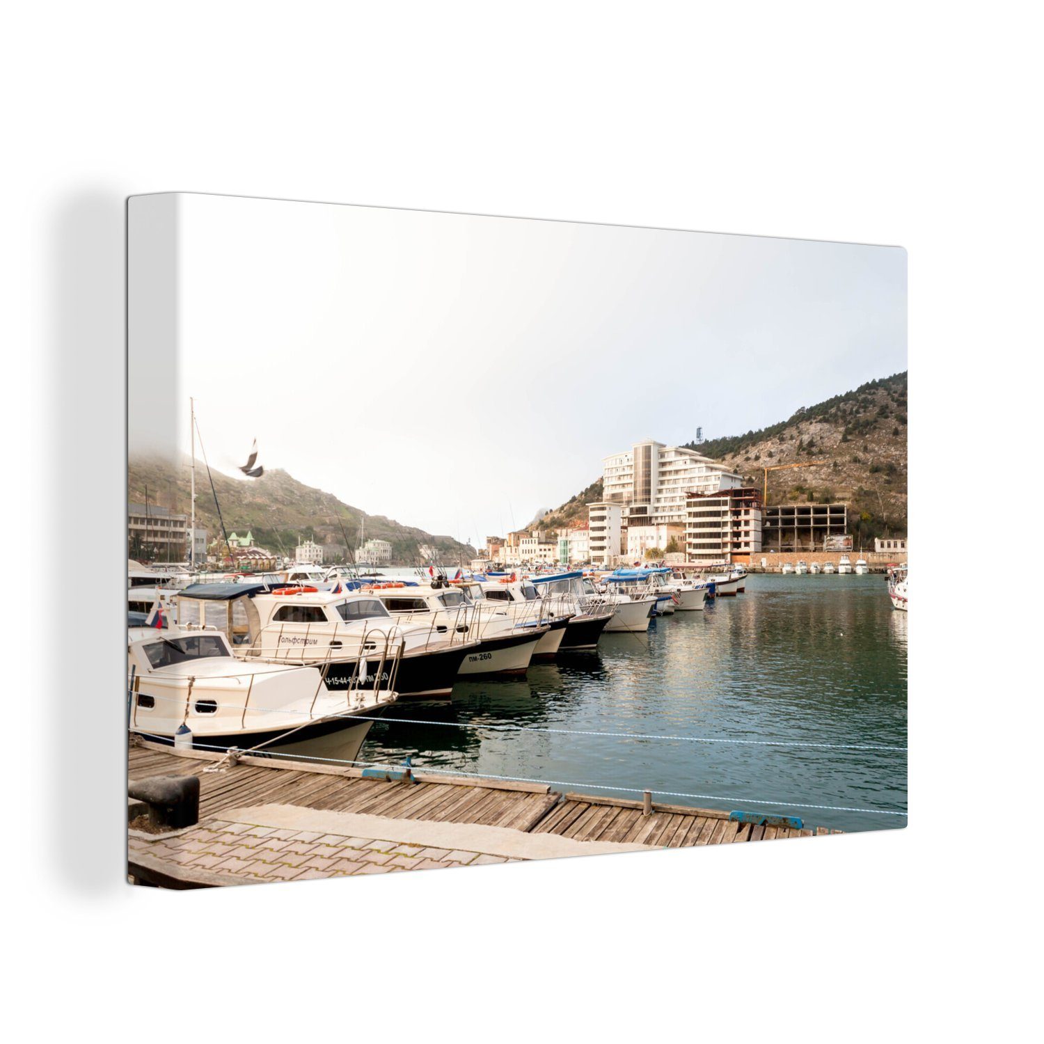 OneMillionCanvasses® Leinwandbild Der Hafen von Aufhängefertig, (1 30x20 der auf Leinwandbilder, Sebastopol Wandbild St), Krim, Wanddeko, cm