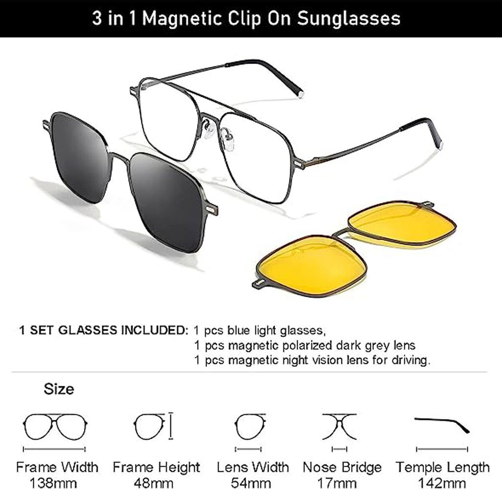Brille mit Magnet Sonnenbrillen-Clip