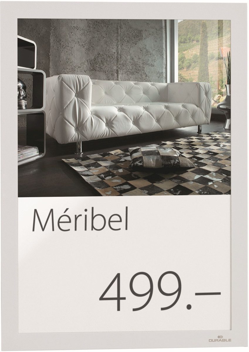 DURABLE Fächermappe Magnetrahmen Duraframe selbstklebend A4 weiß VE=2 Stück