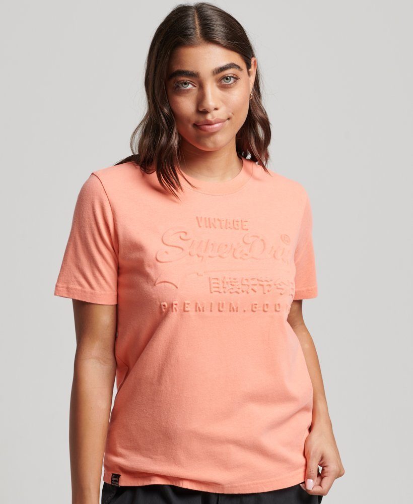 Superdry T-Shirt EMBOSSED VL T SHIRT Fusion Coral