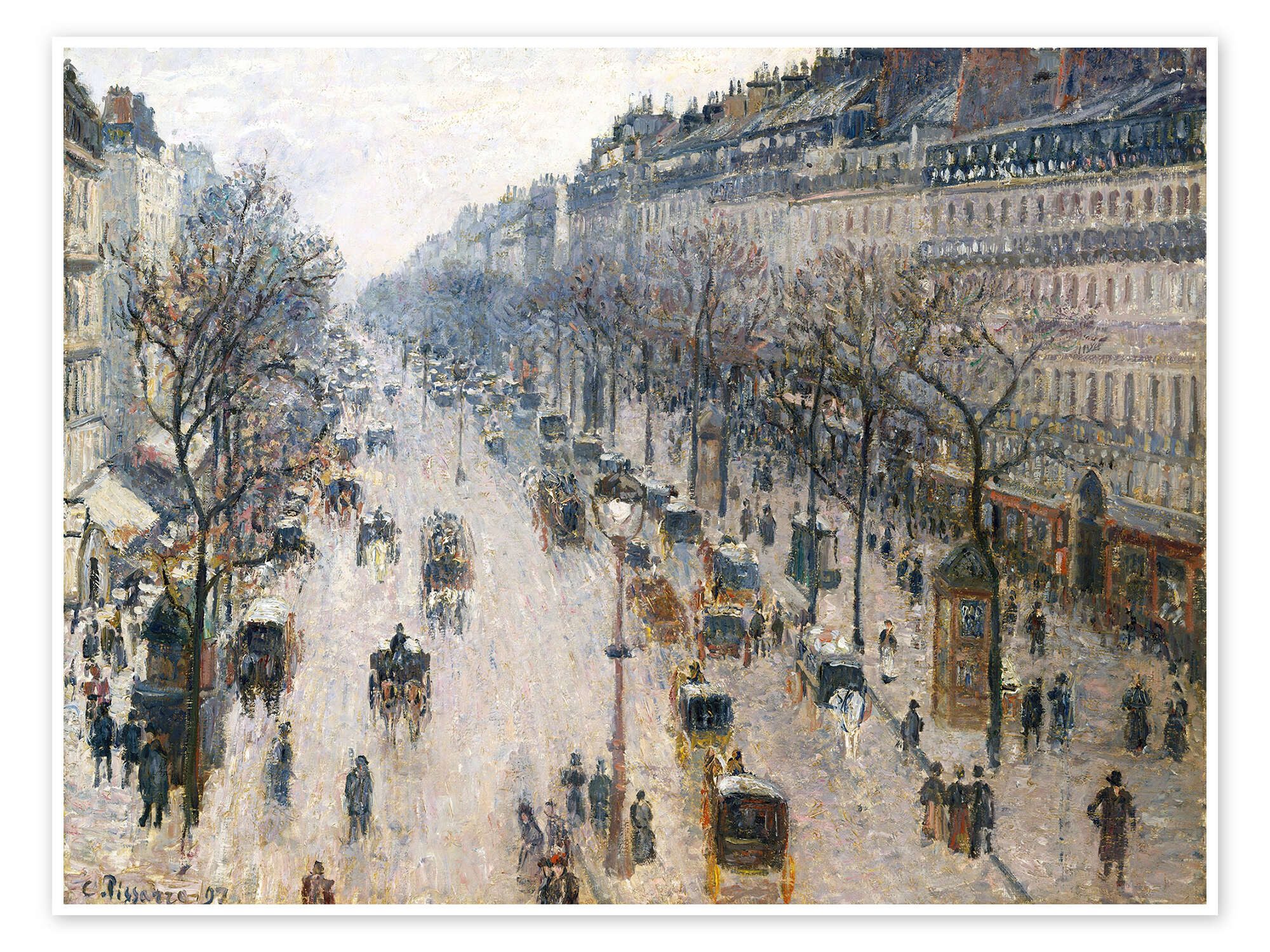 Posterlounge Wandbild Boulevard Montmartre an einem Wintermorgen, 1897, Camille Pissarro, erhältlich als Poster, Leinwandbild, Wandsticker oder Acrylglasbild