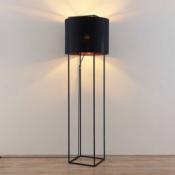 Lindby Stehlampe Kesta, Leuchtmittel nicht inklusive, Junges Wohnen, Stoff, Stahl, Schwarz, gold, 1 flammig, E27, Textil