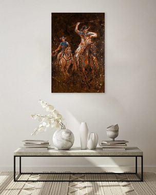 KUNSTLOFT Gemälde Ein Ritt in die Prärie 60x90 cm, Leinwandbild 100% HANDGEMALT Wandbild Wohnzimmer