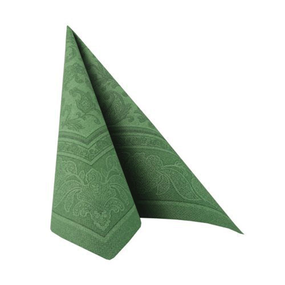 PAPSTAR Papierserviette, Servietten stoffähnlich 40x40cm Rankenornamenten 50 Stück Dunkelgrün