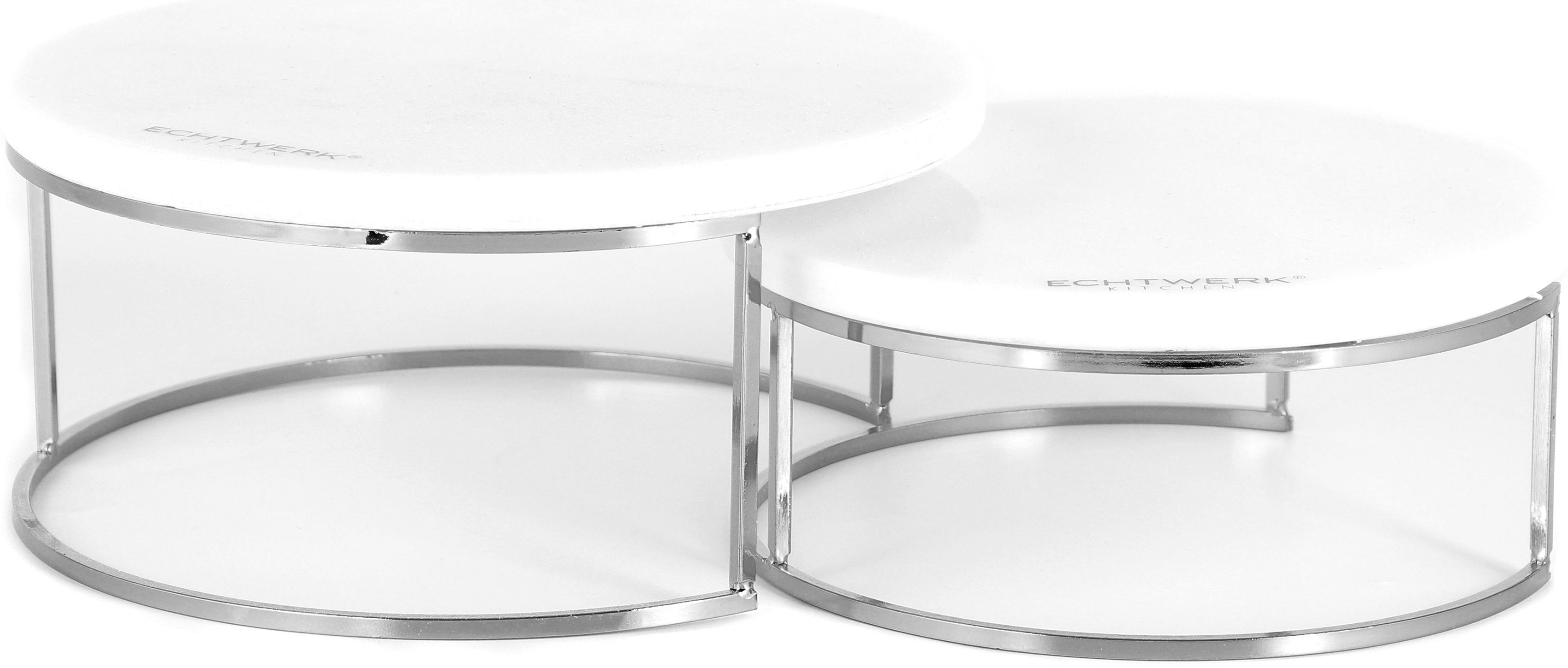 ECHTWERK Etagere Marmor Etagere, Marmor, für Obst, Käse und Dessert mit 2 Ebenen, Ø Marmorplatten ca. 17/ 20 cm