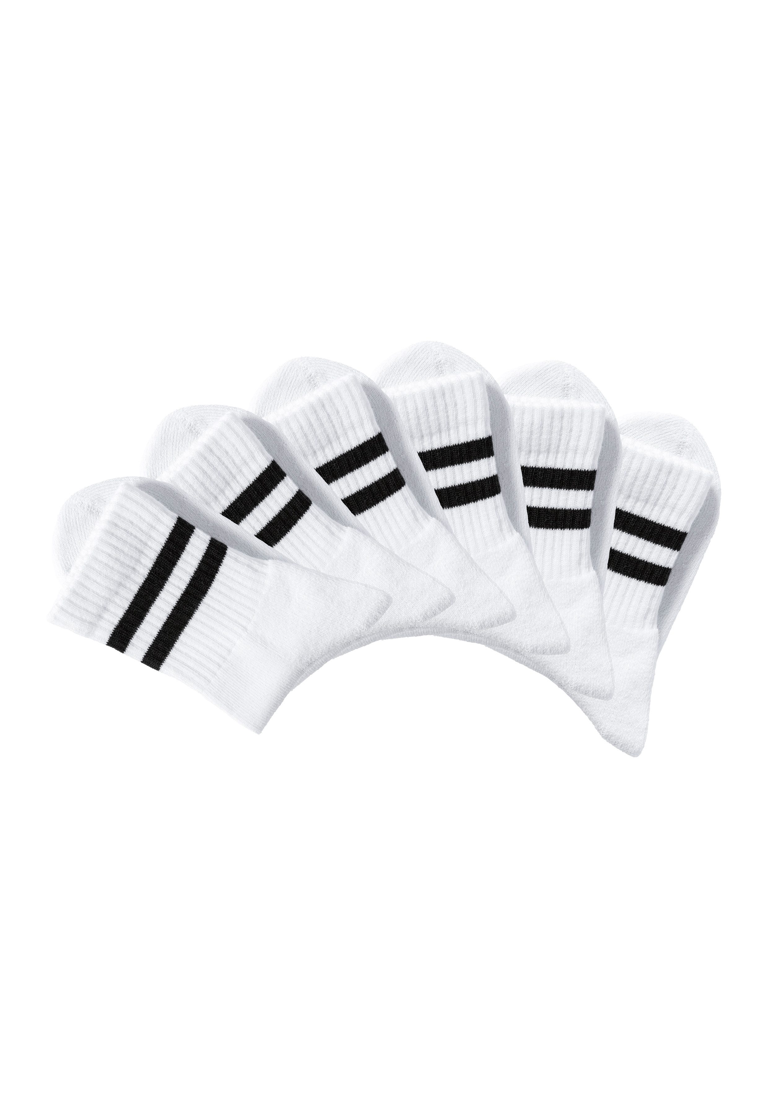 H.I.S Sportsocken Damen Herren Kinder Tennissocken, Fitnesssocken (Packung, 6-Paar, Crew Socken) klassische Retro Tennissocken mit Ringel