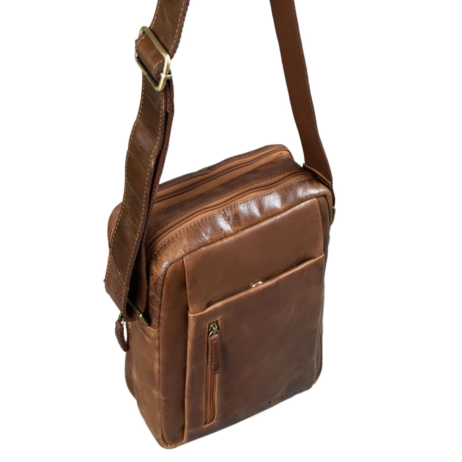 Tasche Leder STILORD "Irving" Vintage Klein Bag braun antik - Messenger