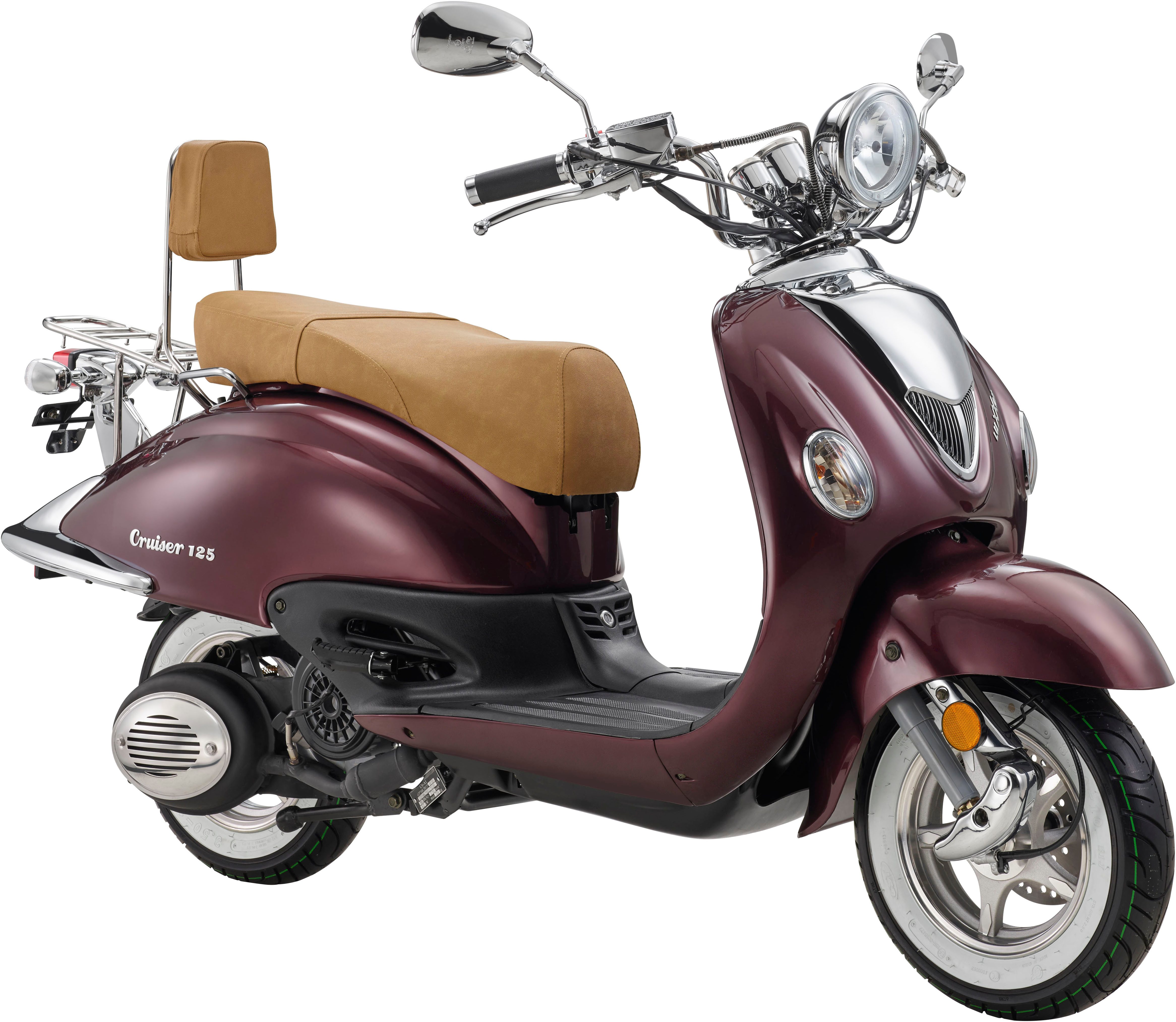 Luxxon Motorroller LuXXon Cruiser Motorroller (80 km/h), 125 ccm, 125 ccm, 80 km/h, Euro 5+, Euro 5+, EFI, 7,1 PS, Retro-Design, Staufach, Roller, Scooter, Chopper