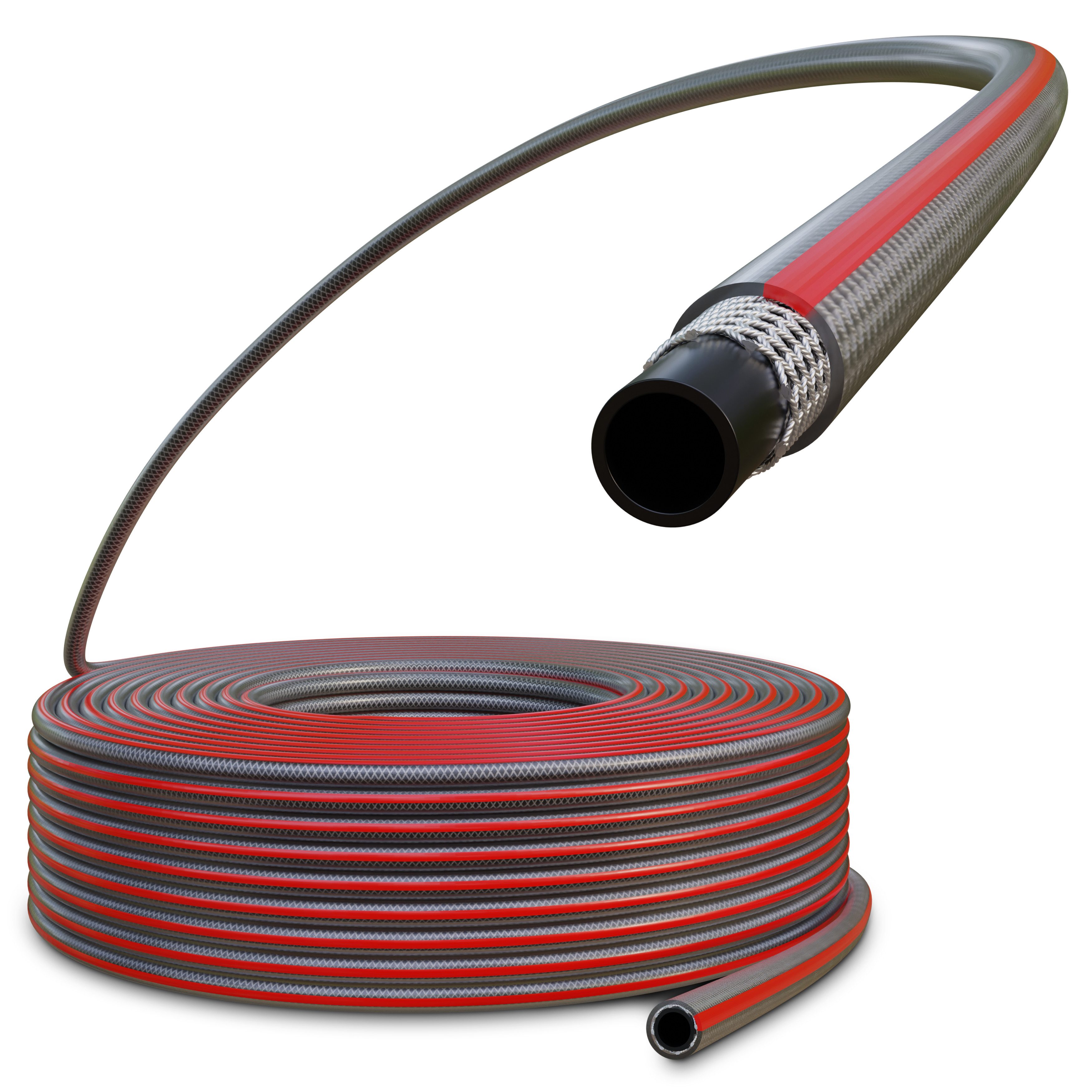 Poppstar Gartenschlauch, PVC Gartenschlauch 50m, 12mm ID 16mm AD (1/2), 3-lagig, max. 8bar