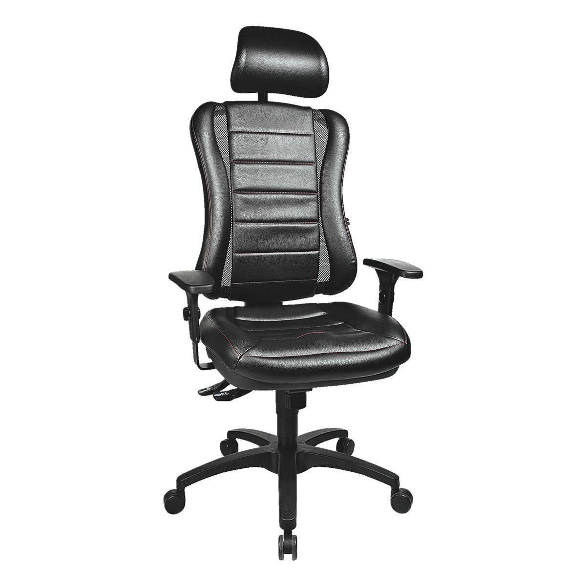 TOPSTAR Schreibtischstuhl Head Point RS, mit Kopfstütze und XXL-Muldensitz mit Knierolle, (ohne Armlehnen) schwarz-schwarz