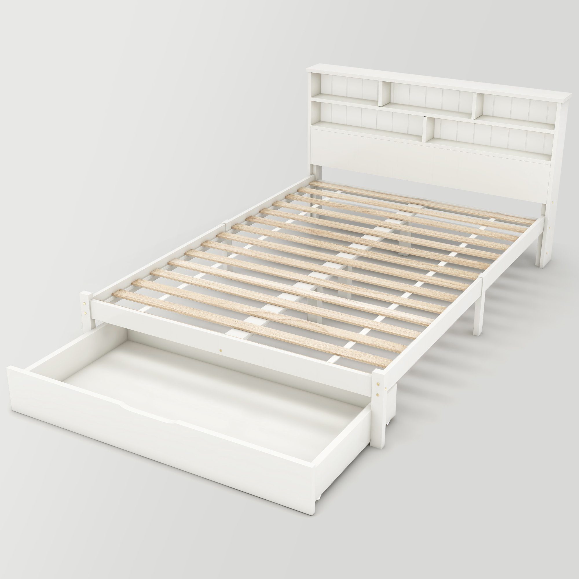 BlingBin Einzelbett Jugendbett (1-tlg., mit Schubladen und Bücherregal 140x günstig online kaufen