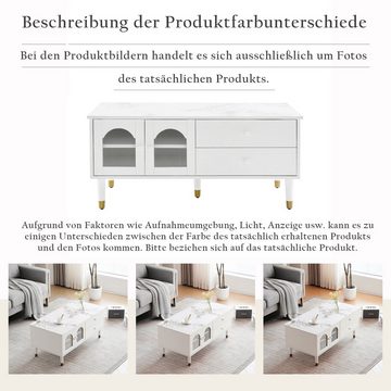 PFCTART Couchtisch Eleganter 100cm langer Couchtisch, 2 Türen, 2 Schubladen, Länge 100cm