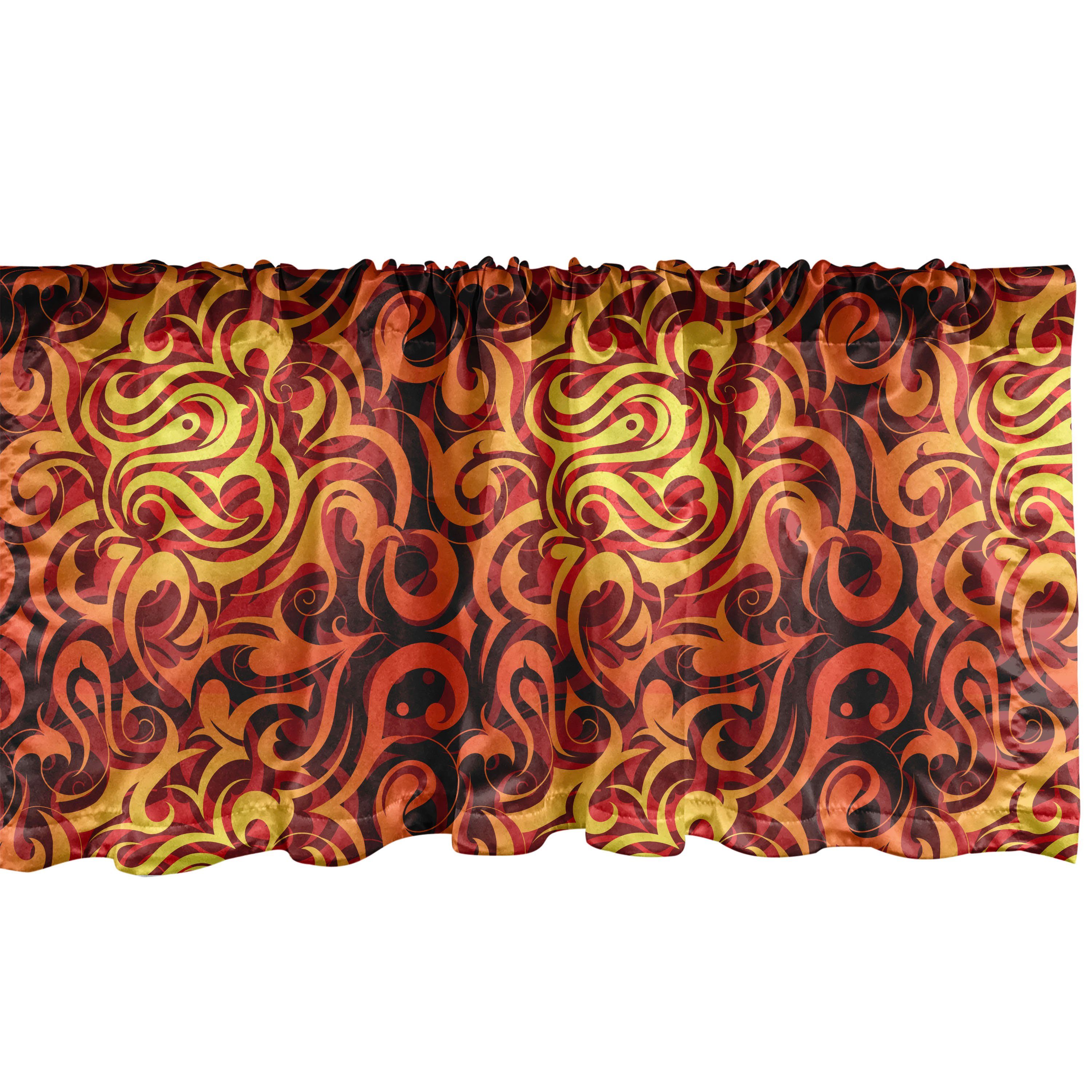 Scheibengardine Vorhang Volant für Küche Schlafzimmer Dekor mit Stangentasche, Abakuhaus, Microfaser, Abstrakt Floral Surreal Curves
