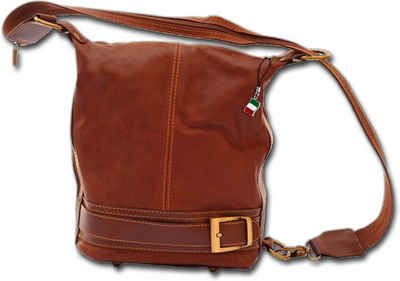 FLORENCE Schultertasche Florence echtes Leder Damentasche (Schultertasche, Schultertasche), Damen Tasche Echtleder braun, Made-In Italy