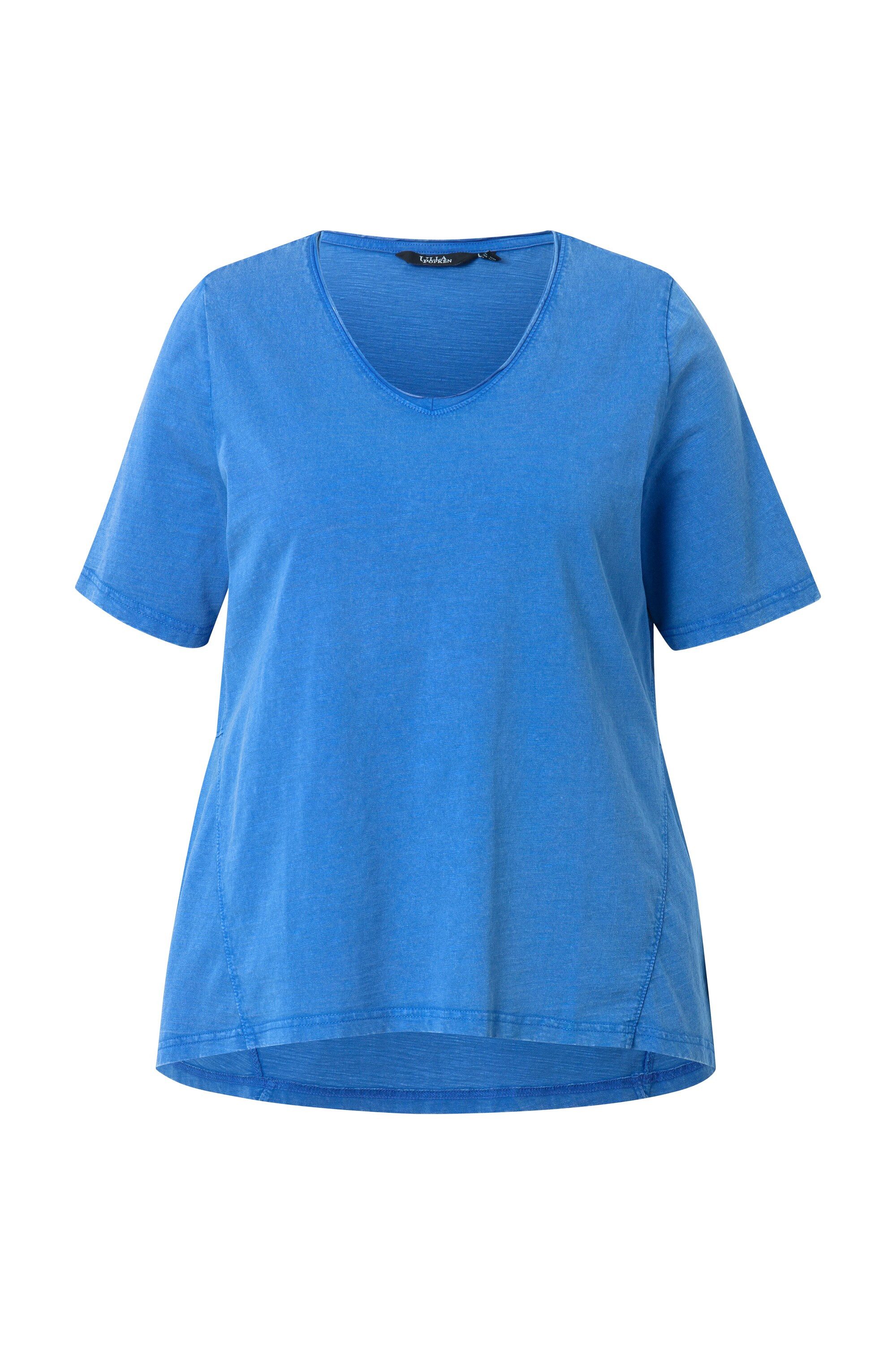 Ulla Popken Longshirt T-Shirt A-Linie V-Ausschnitt Halbarm günstig online kaufen