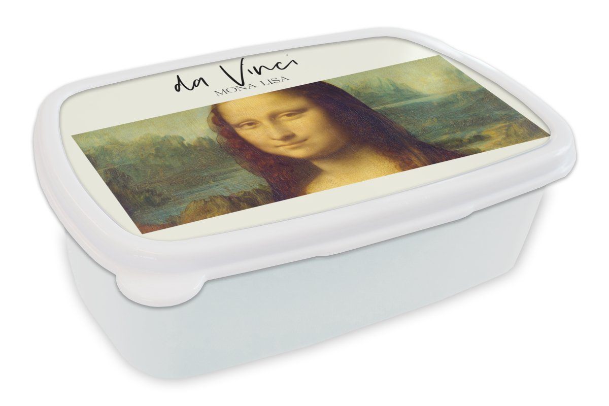 MuchoWow Lunchbox Mona Lisa - Da Vinci - Kunst, Kunststoff, (2-tlg), Brotbox für Kinder und Erwachsene, Brotdose, für Jungs und Mädchen weiß