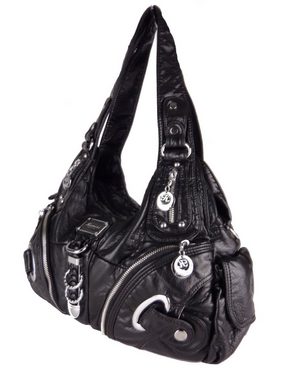 Taschen4life Schultertasche Damen, klassische Umhängetasche, Hobo AK11282, Handtasche mit abnehmbaren Schulterriemen, Innen- und Außenfächer