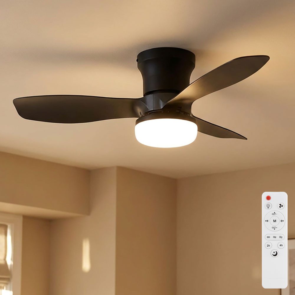 GLOBO LIGHTING Deckenventilator, Deckenventilator Ventilator Lüfter schwarz dimmbar D 61 cm