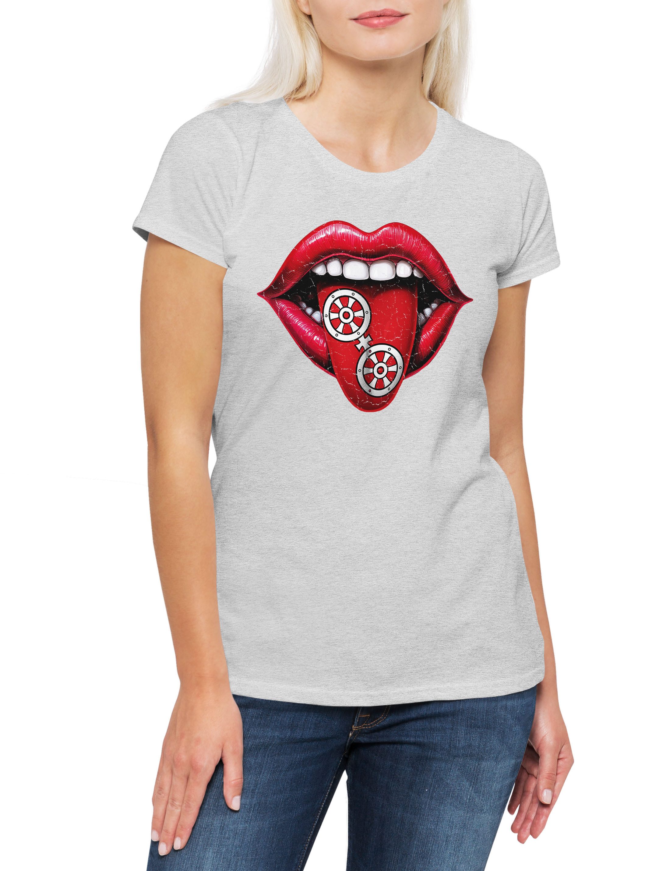 Print-Shirt Mainz Zunge Damen T-Shirt Kölle Bleibt Mainz Alaaf Kostüm Fasching