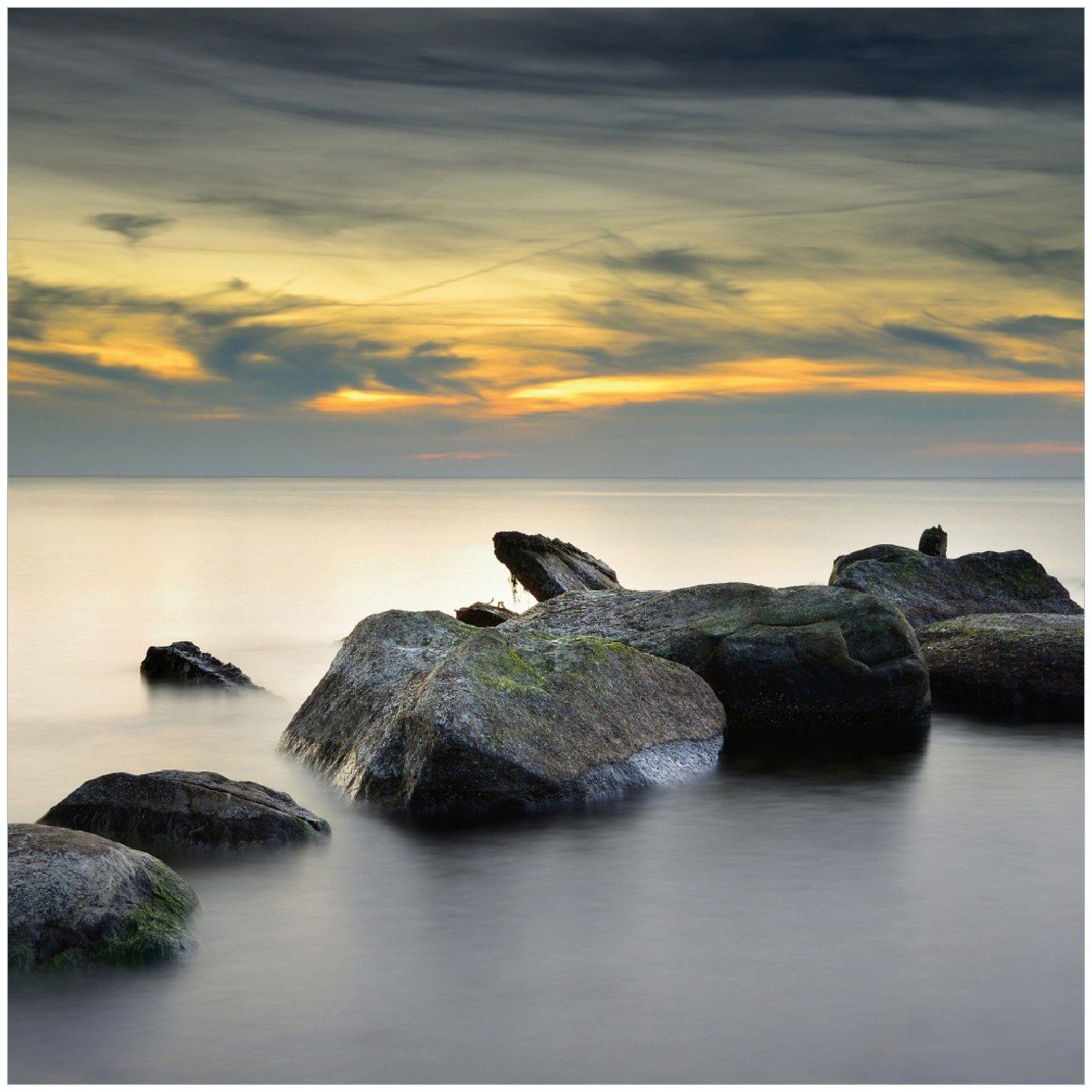 Wallario Memoboard Mystische Felsen im Meer