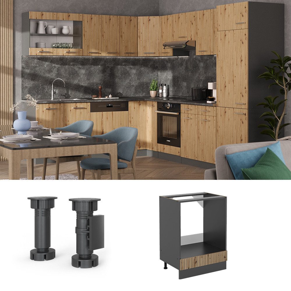 Vicco Herdumbauschrank R-Line, Artisan-Eiche/Anthrazit, 60 cm, AP Anthrazit (1-St)