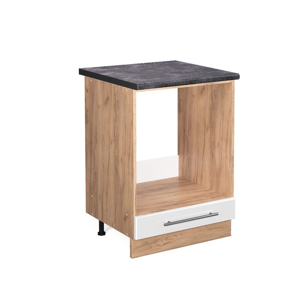 Vicco Herdumbauschrank Fame-Line, Weiß Hochglanz/Goldkraft Eiche, 60 cm, AP Anthrazit (1-St)