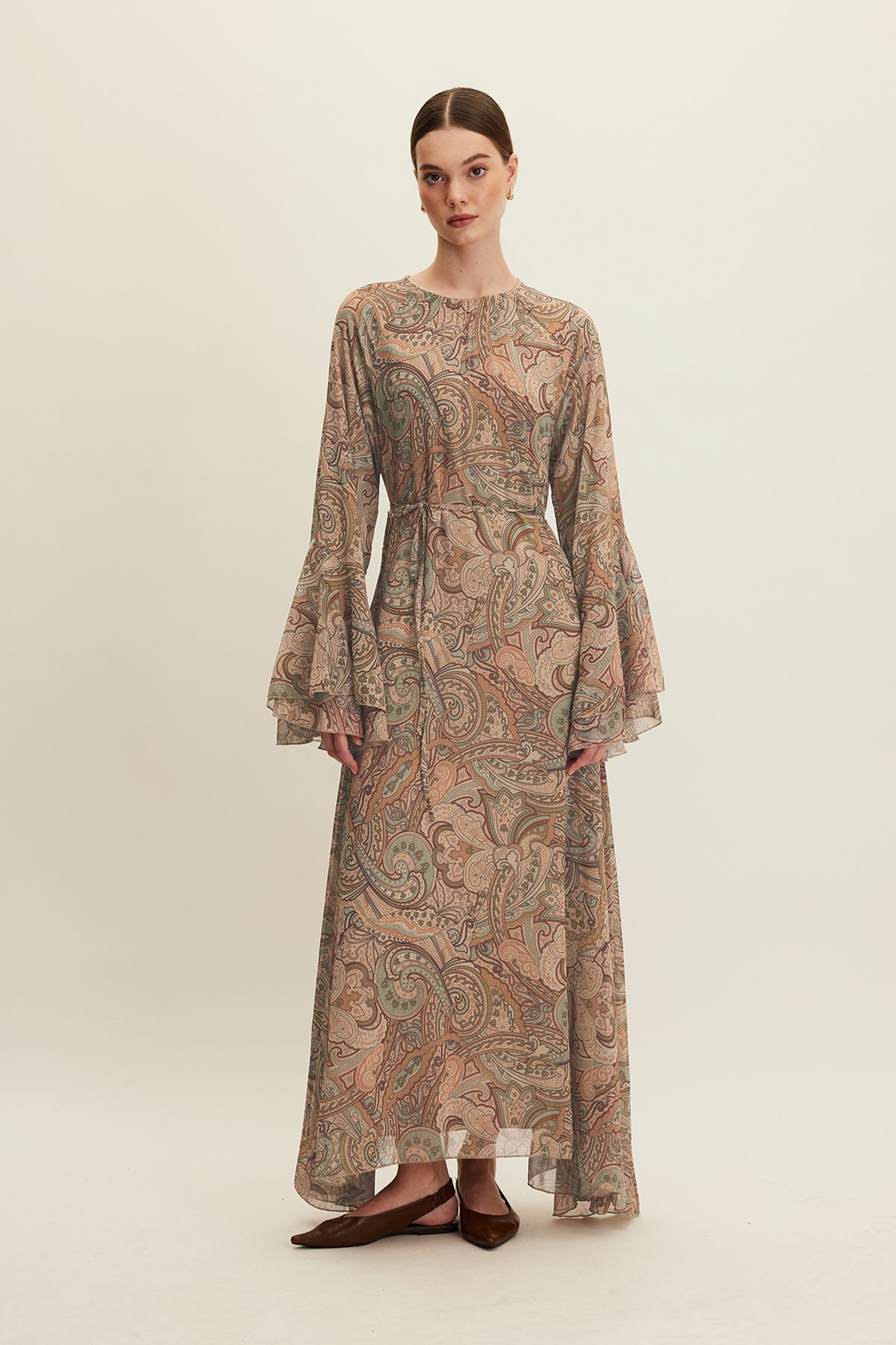 MANUKA Midikleid Blumen Rüschenshiffon Kleid