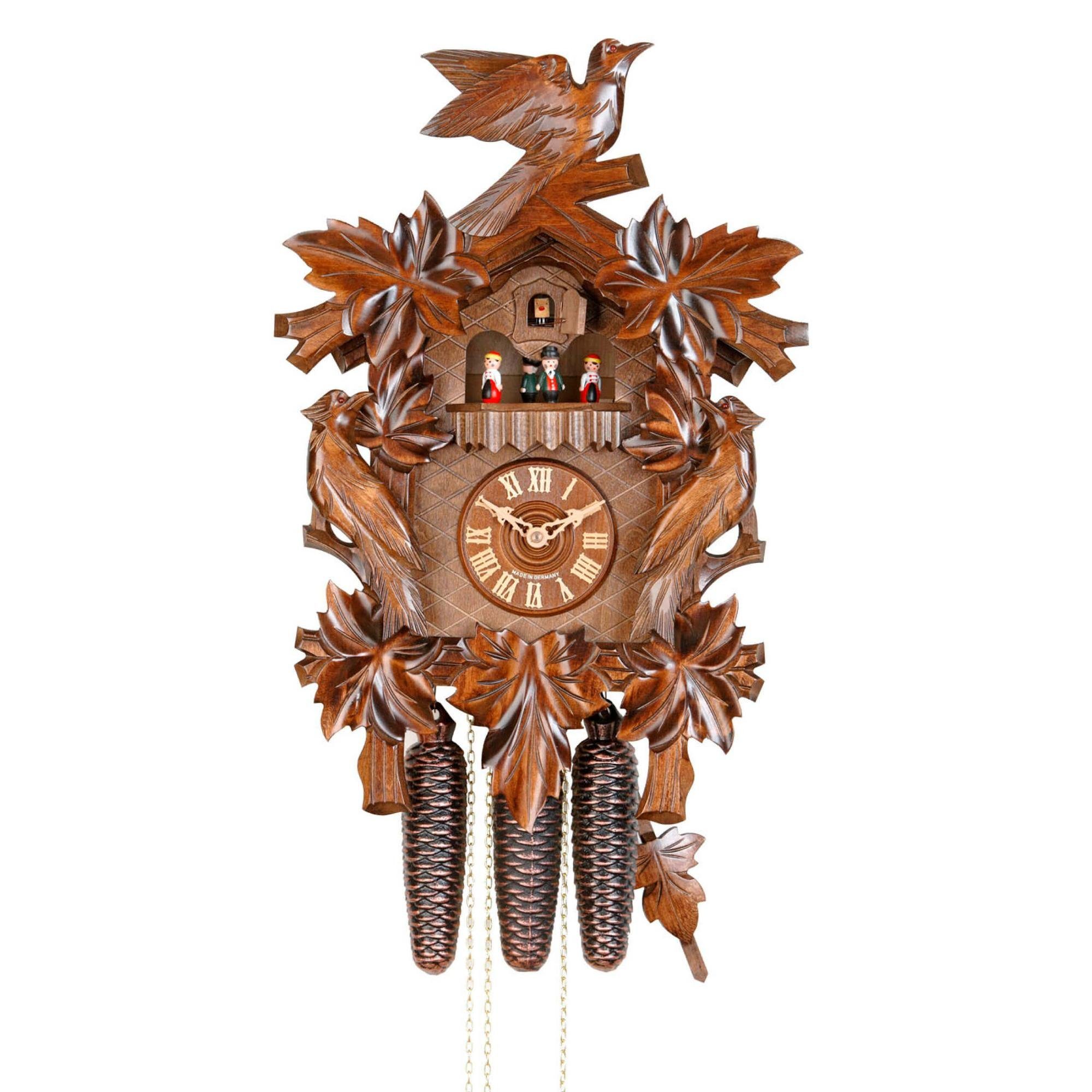 Cuco "Tanzende Tage - x 46cm, Schwarzwalduhr 8 Wanduhr Werk, Pendelwanduhr 33 automatische Paare" aus Clock Nachtabschaltung) (28 Kuckucksuhr x Holz