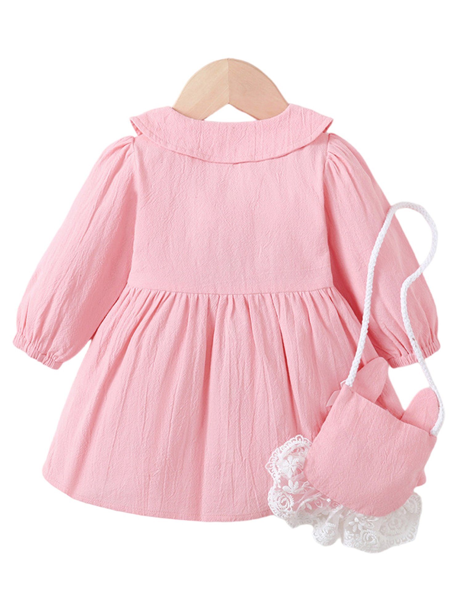 LAPA Partykleid Baby Mädchen Langärmliges Einreihig Stück) A-Linien-Kleid Umhängetasche Kaninchenform (2 Laternenärmel mit mit