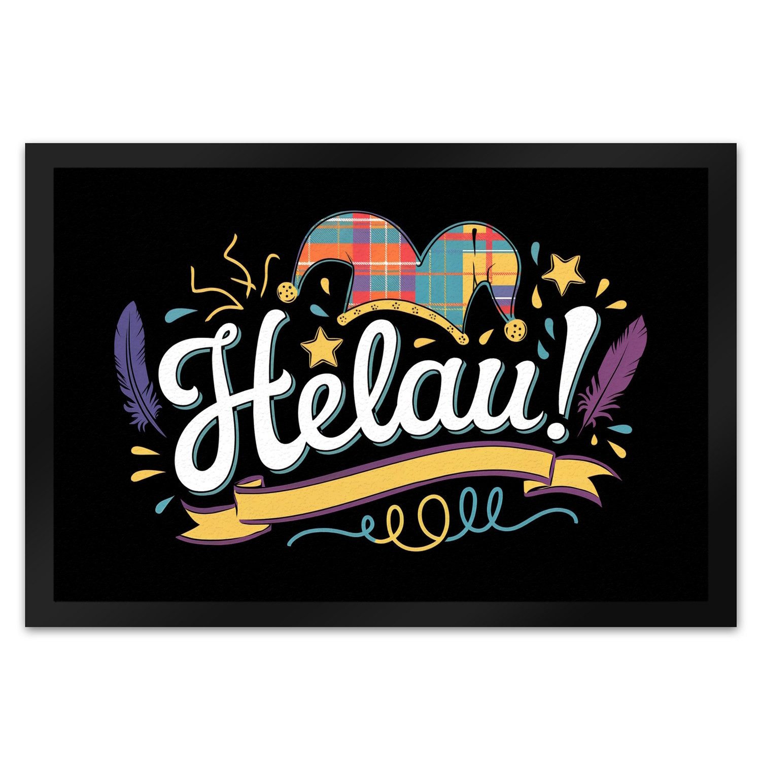 Fußmatte HELAU! mit Narrenhut Karnevals Fußmatte XL in 40x60 cm