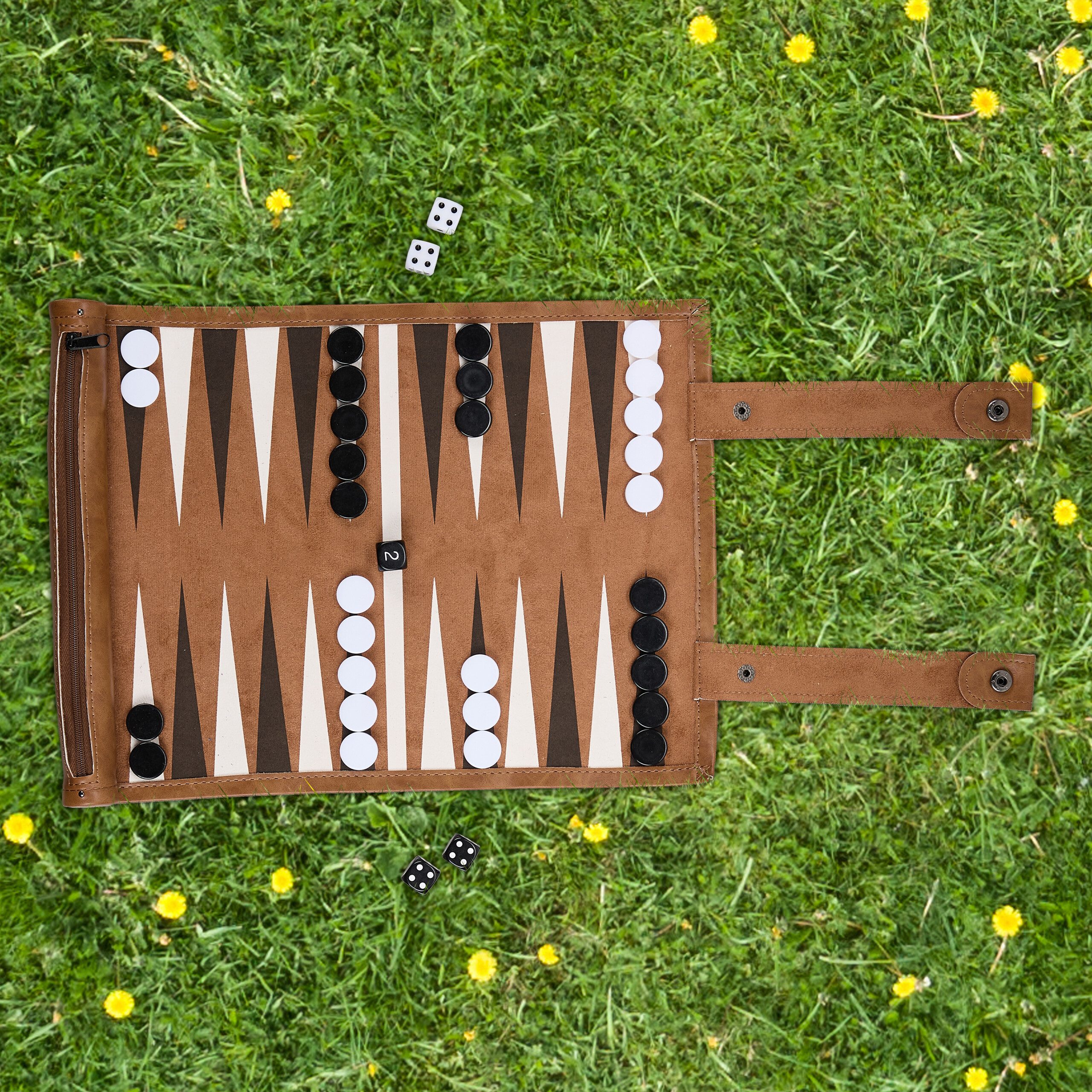 relaxdays Spiel Backgammon zum Aufrollen, Strategiespiel