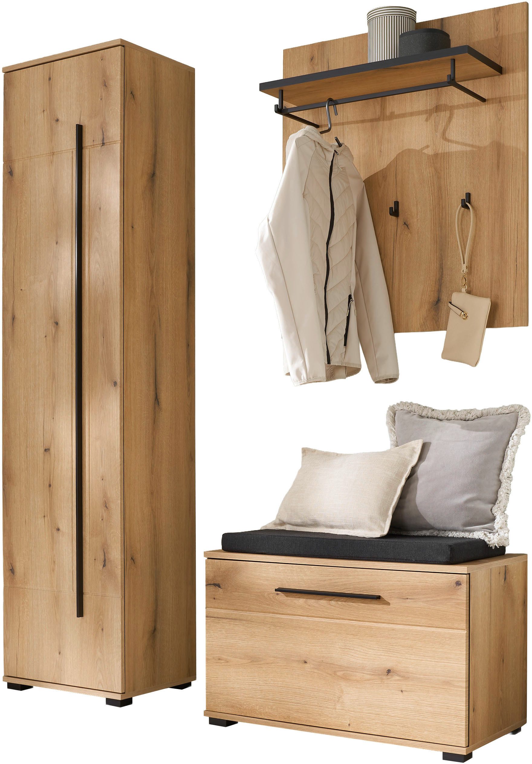 Home affaire Garderoben-Set Cantara, moderne Garderobe, Komplettset mit viel Stauraum, (Komplett-Set, 3-St)