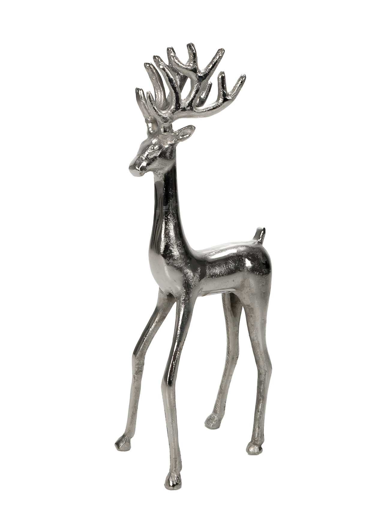 Bubble-Store Weihnachtsfigur Hirsch Figur, Silber Dekofigur Hirsch