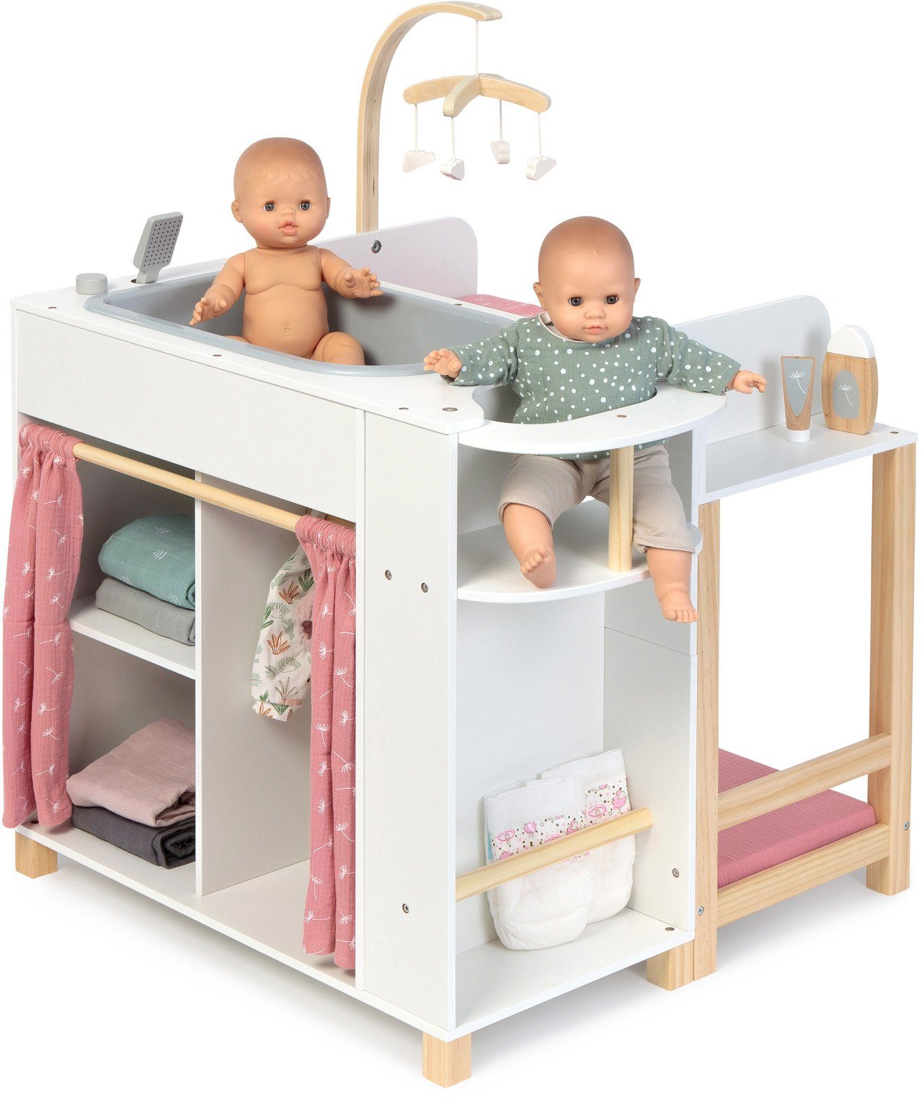 MUSTERKIND® Puppen Pflegecenter Viola, weiß/natur/rosa, aus Holz und Mussel günstig online kaufen